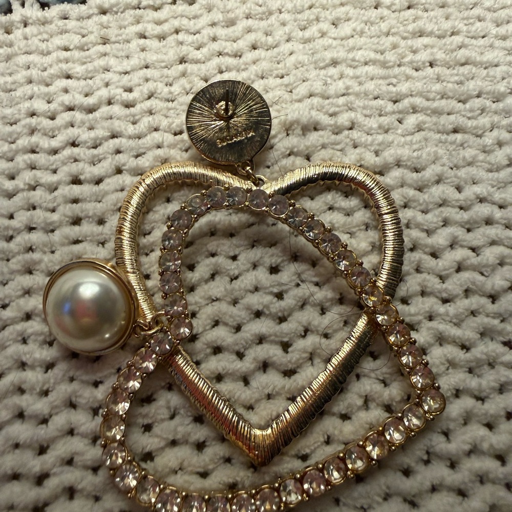 BaubleBar Gold and Pearl Heart Earrings - Picture 4 of 5